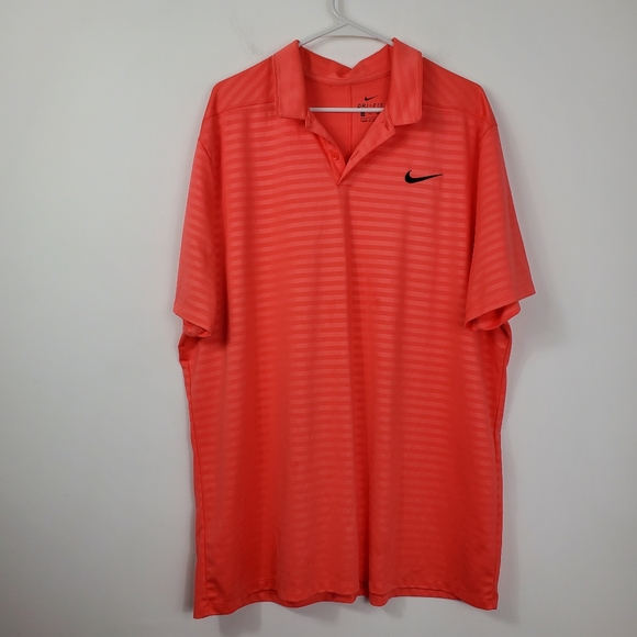 Nike Other - Nike Dri-Fit Neon Polo Mens Size XXL Right Neon Short Sleeve Striped Golf Sport
